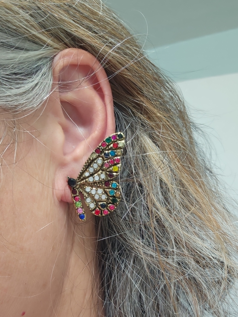 Butterfly Multicolor Crystal Earrings - Unbranded